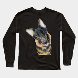 Colour pencil portrait german shepherd dog GSD Long Sleeve T-Shirt